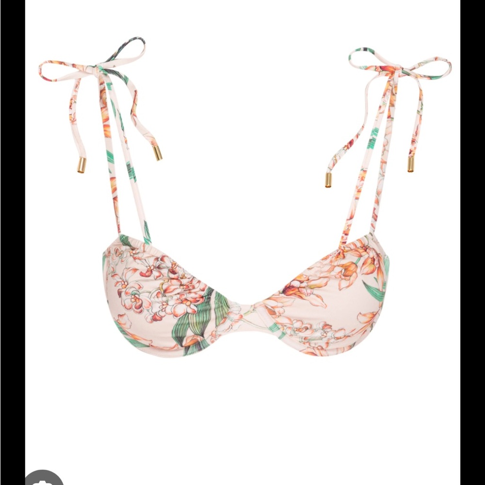 Peach Floral Monday Swimwear Bikini Set L NWT